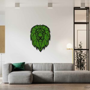 obývačka s gaučom a v nej stolík so zeleným srdcom na stene nad ním machovy obraz, stabilizovany mach, machová stena, machová dekorácia