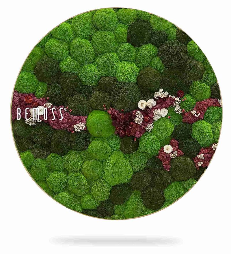 Moosbild Rund KUGELMOOS COSMO Burgundy